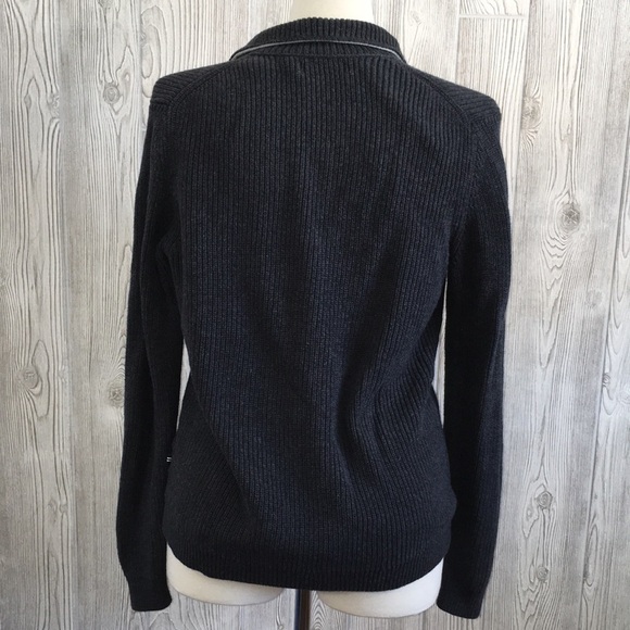 Nautica Gray Cardigan Sweater Mock Neck Button Up Small - Picture 5 of 9